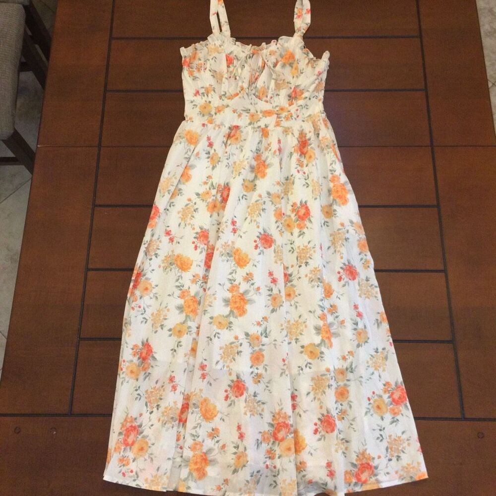 Scarlet Darkness maxi dress white orange florals small